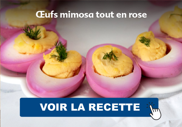 Œufs mimosa tout en rose VOIR LA RECETTE